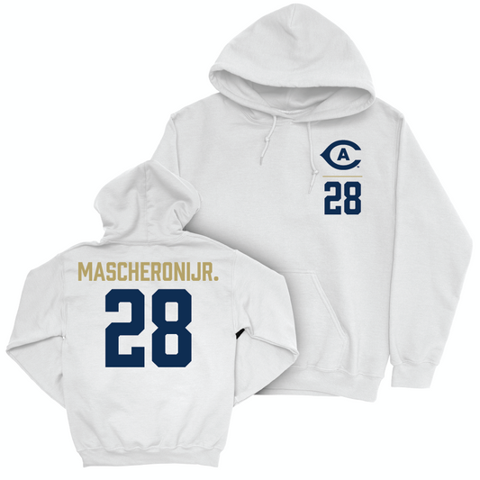 UC Davis Football White Logo Hoodie - Robbie Mascheroni Jr. | #28 Small
