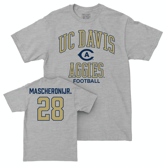 UC Davis Football Sport Grey Classic Tee - Robbie Mascheroni Jr. | #28 Small