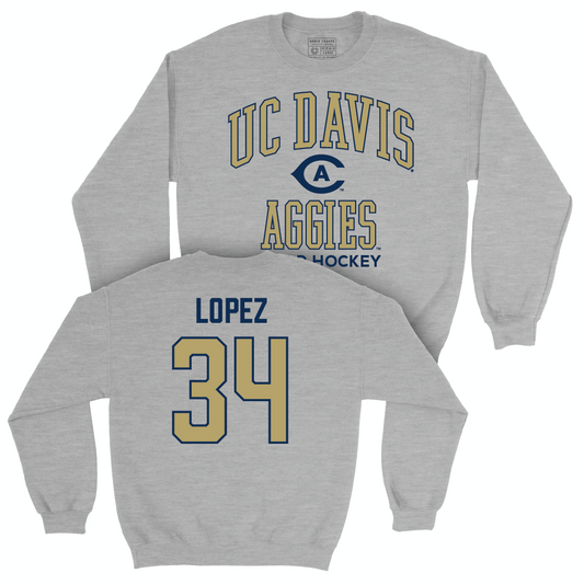 UC Davis Field Hockey Sport Grey Classic Crew - Sarah Lopez | #34 Small