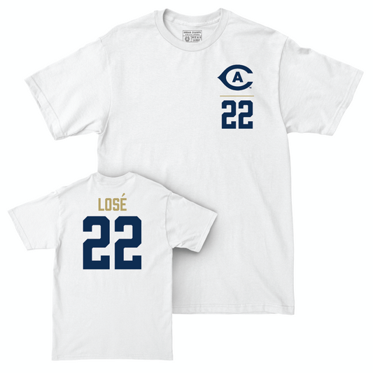 UC Davis Men's Basketball White Logo Comfort Colors Tee - Sione Losé | #22 Small