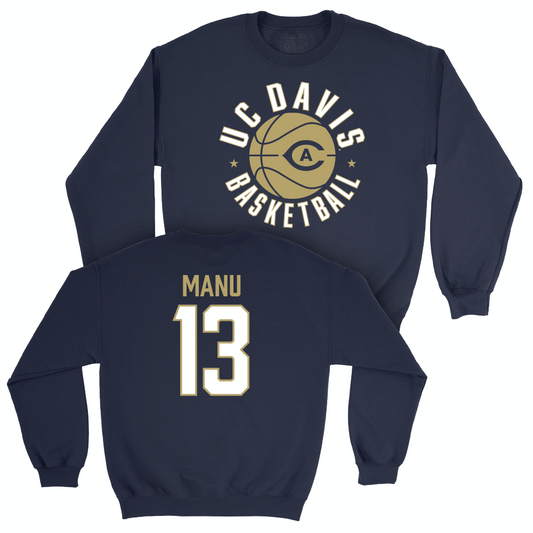 UC Davis Men's Basketball Navy Hardwood Crew - Samuel Manu | #13 Small