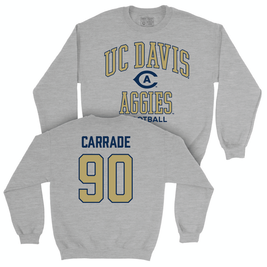 UC Davis Football Sport Grey Classic Crew - Trent Carrade | #90 Small
