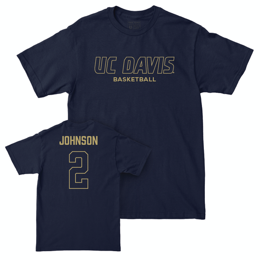 UC Davis Men's Basketball Navy Club Tee - Ty Johnson | #2 Small