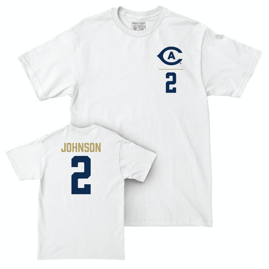 UC Davis Men's Basketball White Logo Comfort Colors Tee - Ty Johnson | #2 Small
