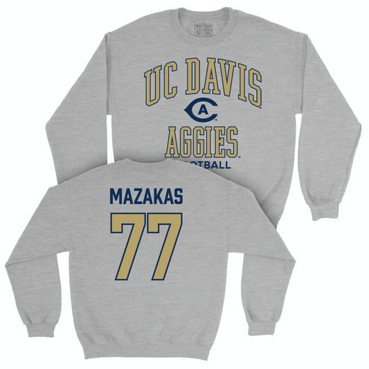 UC Davis Football Sport Grey Classic Crew - Ty Mazakas | #77 Small