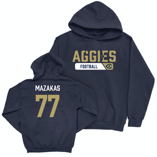 UC Davis Football Navy Staple Hoodie - Ty Mazakas | #77 Small
