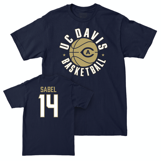 UC Davis Men's Basketball Navy Hardwood Tee - Tova Sabel | #14 Small