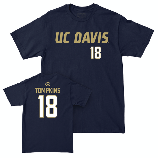 UC Davis Football Navy Sideline Tee - Trent Tompkins | #18 Small