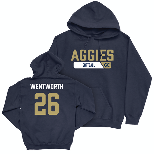 UC Davis Softball Navy Staple Hoodie - Tatum Wentworth | #26 Small