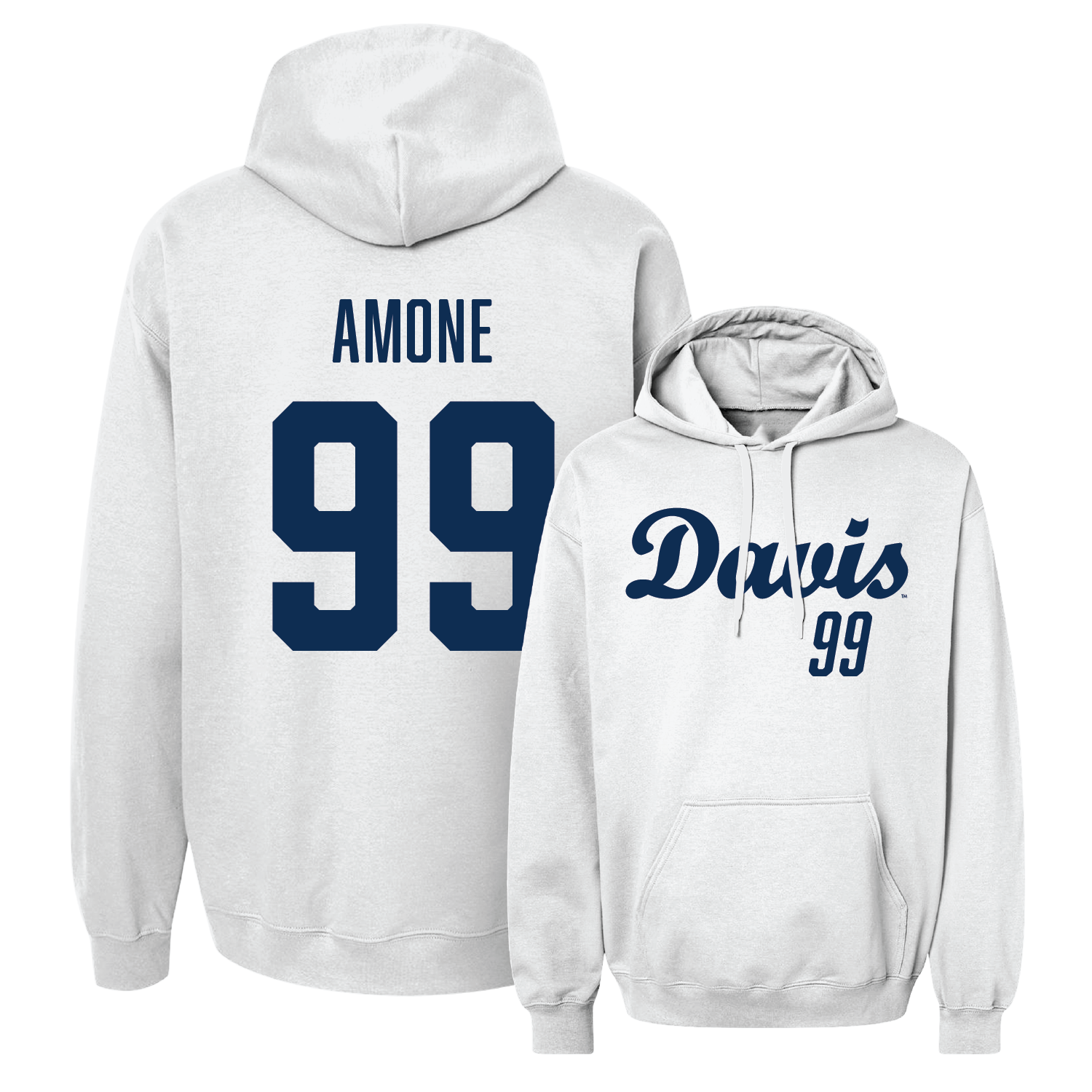 White Football Script Hoodie 5 Youth Small / Uilisoni Amone | #99