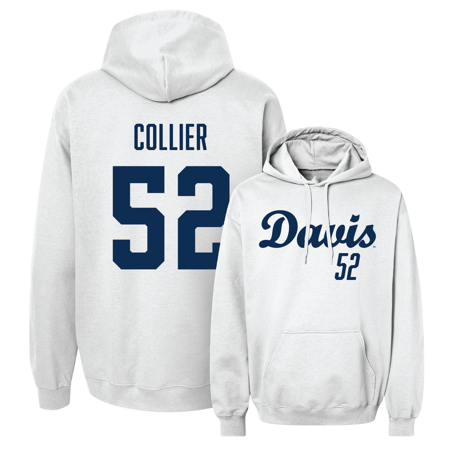 White Football Script Hoodie 5 Youth Small / Zaire Collier | #52