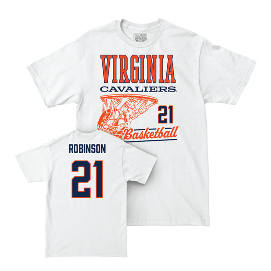 Virginia Men's Basketball White Hoops Comfort Colors Tee - Anthony Robinson Small
