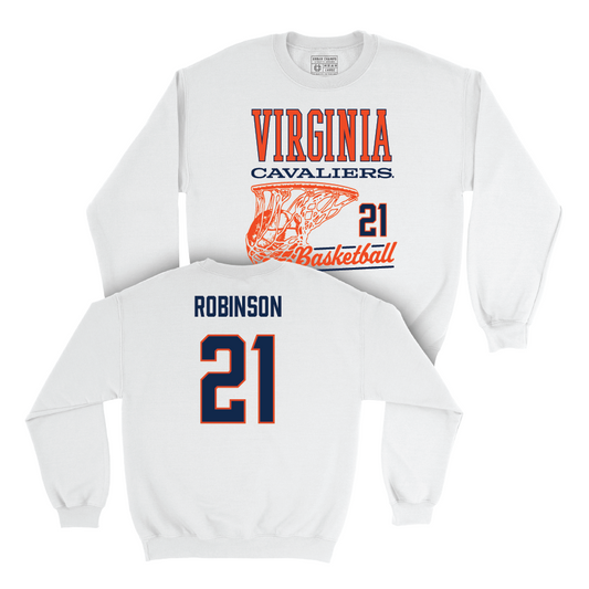 Virginia Men's Basketball White Hoops Crew - Anthony Robinson Small