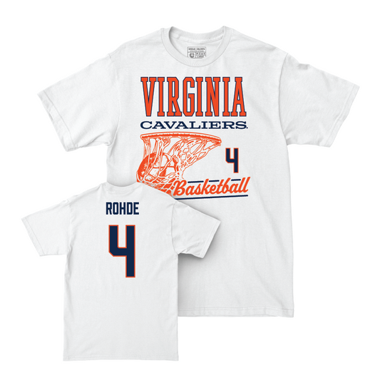 Virginia Men's Basketball White Hoops Comfort Colors Tee - Andrew Rohde Small