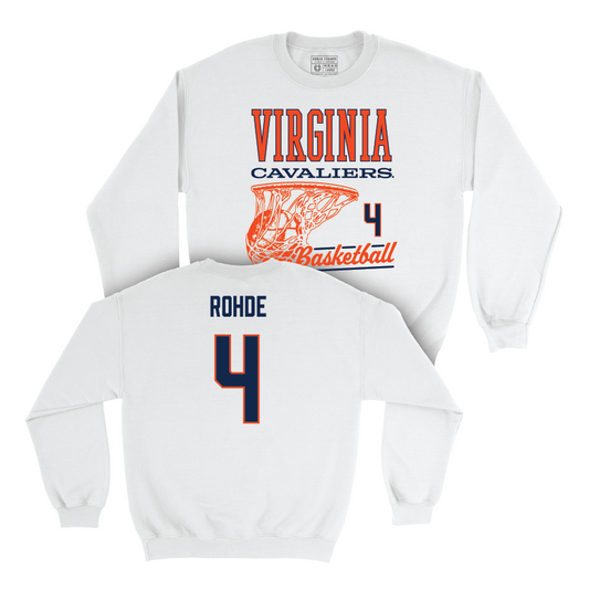 Virginia Men's Basketball White Hoops Crew - Andrew Rohde Small