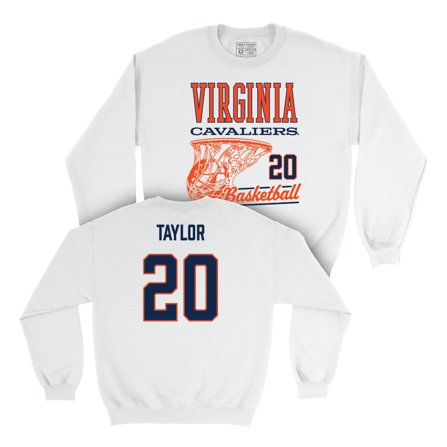 Virginia Women's Basketball White Hoops Crew - Camryn Taylor Small