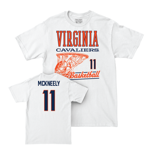 Virginia Men's Basketball White Hoops Comfort Colors Tee - Isaac McKneely Small