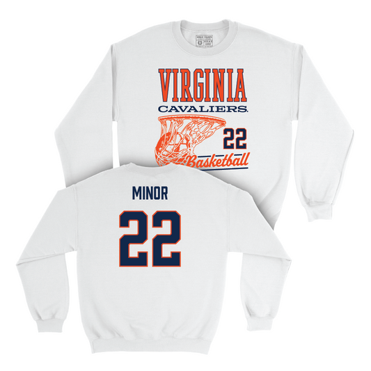 Virginia Men's Basketball White Hoops Crew - Jordan Minor Small