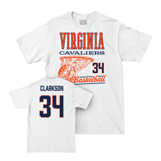 Virginia Women's Basketball White Hoops Comfort Colors Tee - London Clarkson Small