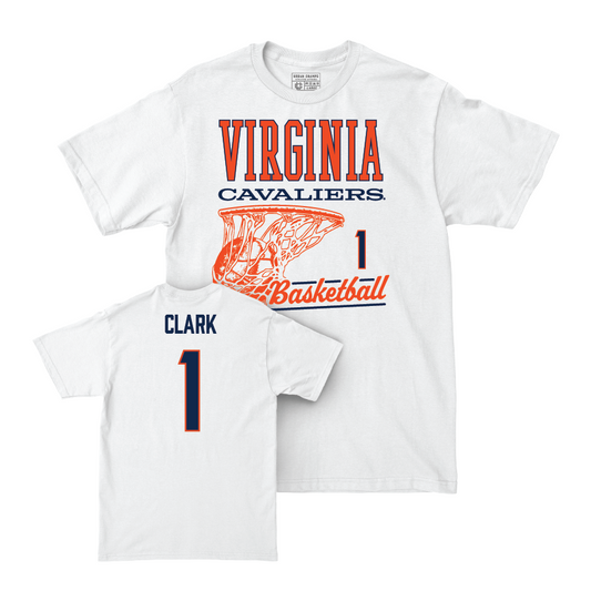 Virginia Women's Basketball White Hoops Comfort Colors Tee - Paris Clark Small