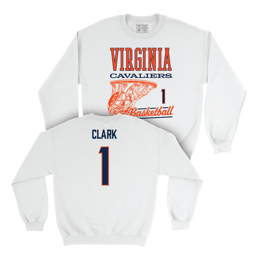 Virginia Women's Basketball White Hoops Crew - Paris Clark Small