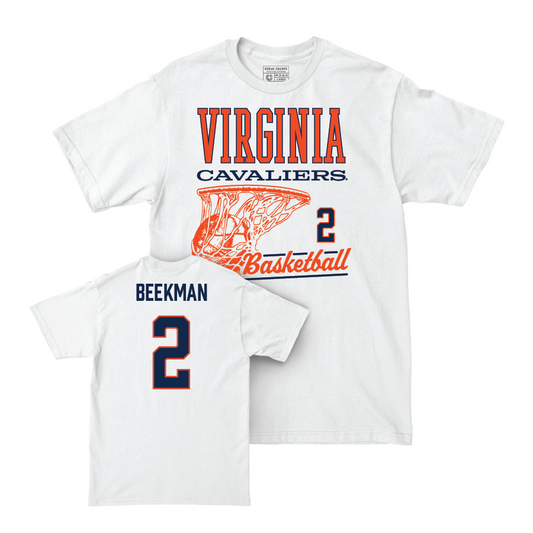 Virginia Men's Basketball White Hoops Comfort Colors Tee - Reece Beekman Small