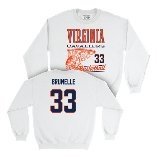 Virginia Women's Basketball White Hoops Crew - Sam Brunelle Small