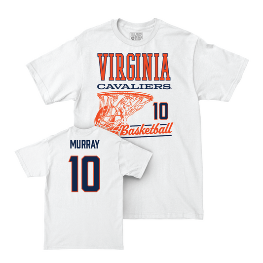 Virginia Men's Basketball White Hoops Comfort Colors Tee - Taine Murray Small