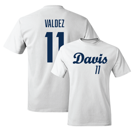 UC Davis Baseball White Script Comfort Colors Tee  - Noel Valdez