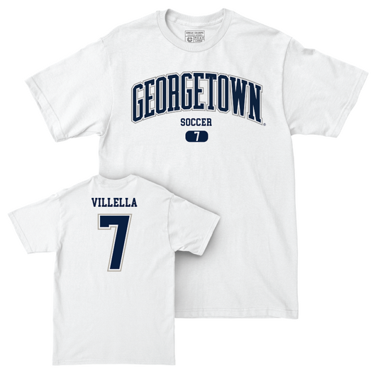 Georgetown Women's Soccer White Arch Comfort Colors Tee - Liv Villella