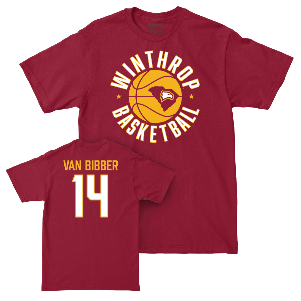 Winthrop Men's Basketball Maroon Hardwood Tee  - Noah Van Bibber