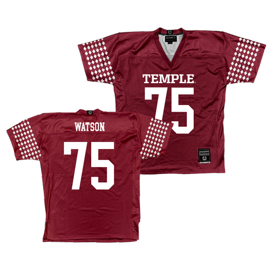 Temple Cherry Football Jersey - Luke Watson | #75