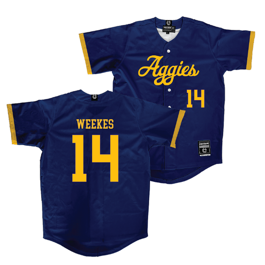 UC Davis Softball Navy Jersey - Bri Weekes | #14