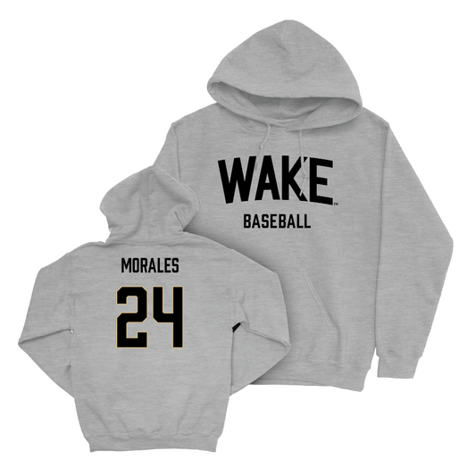 Wake Forest Baseball Sport Grey Wordmark Hoodie - Antonio Morales Small