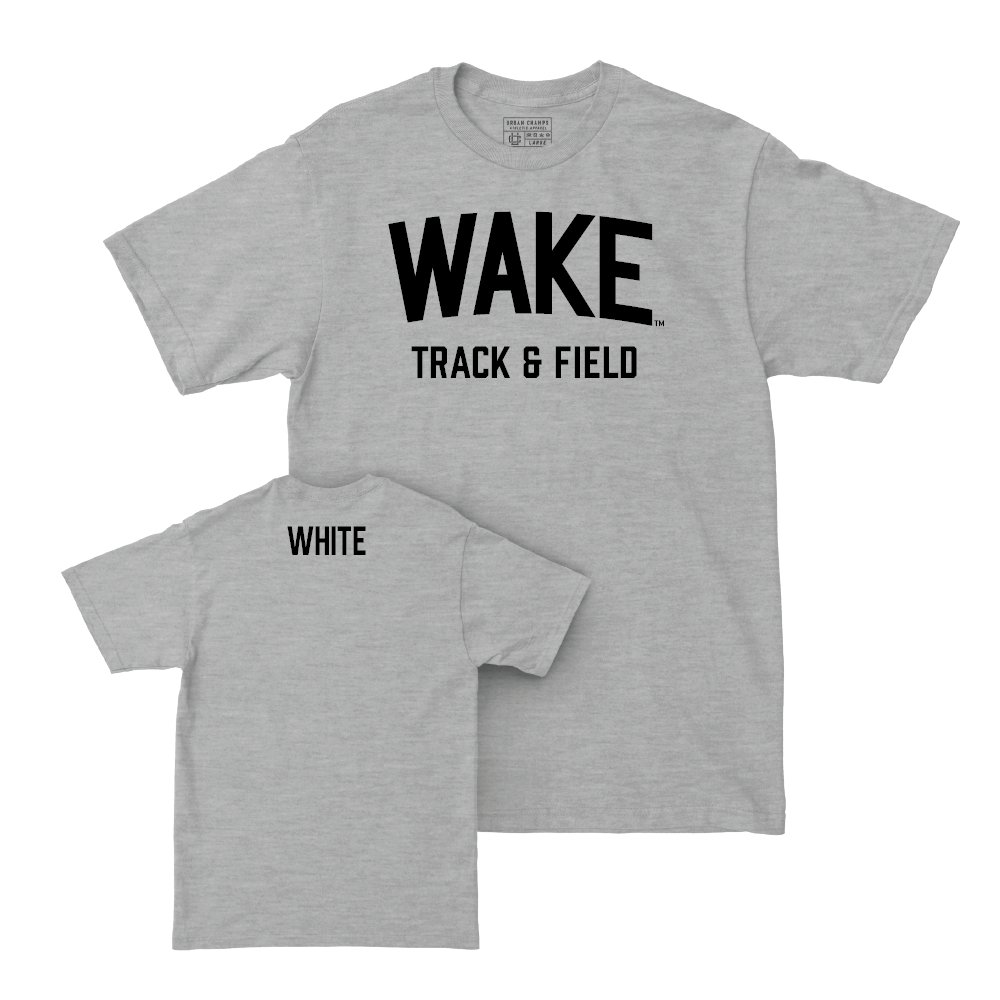 Wake Forest Men's Track & Field Sport Grey Wordmark Tee - Andrew White Small
