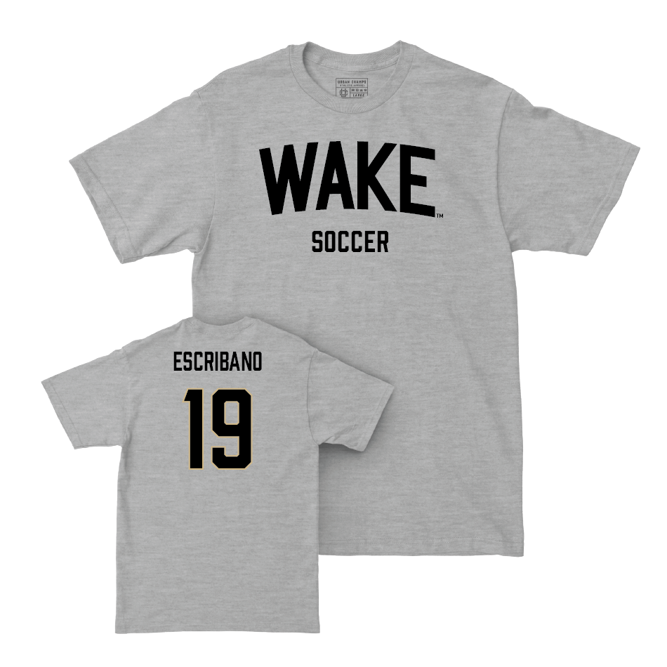 Wake Forest Men's Soccer Sport Grey Wordmark Tee - Cristian Escribano Small