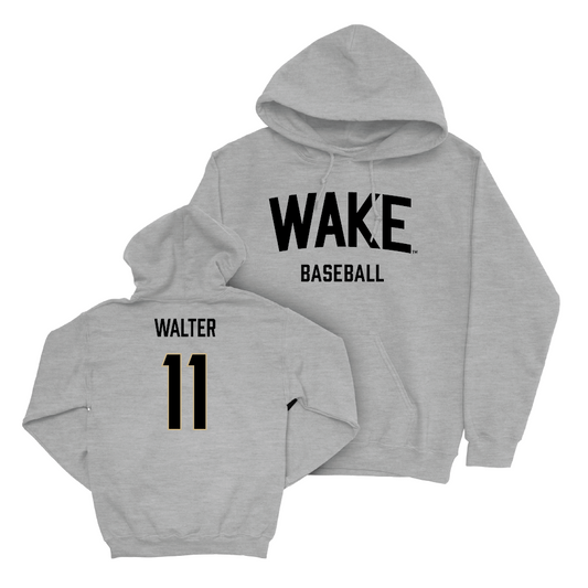Wake Forest Baseball Sport Grey Wordmark Hoodie - Chase Walter Small