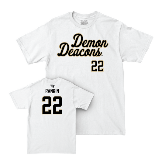 Wake Forest Football White Script Comfort Colors Tee - Demarcus Rankin Small