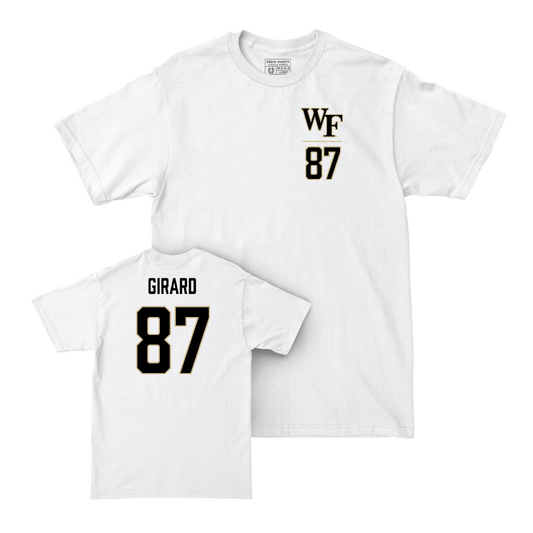 Wake Forest Football White Logo Comfort Colors Tee - Jaydn Girard Small