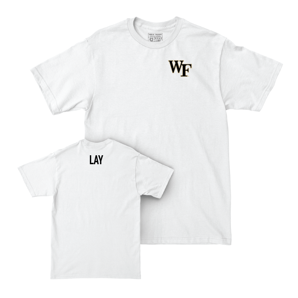 Wake Forest Women's Track & Field White Logo Comfort Colors Tee - Lexi Lay Small