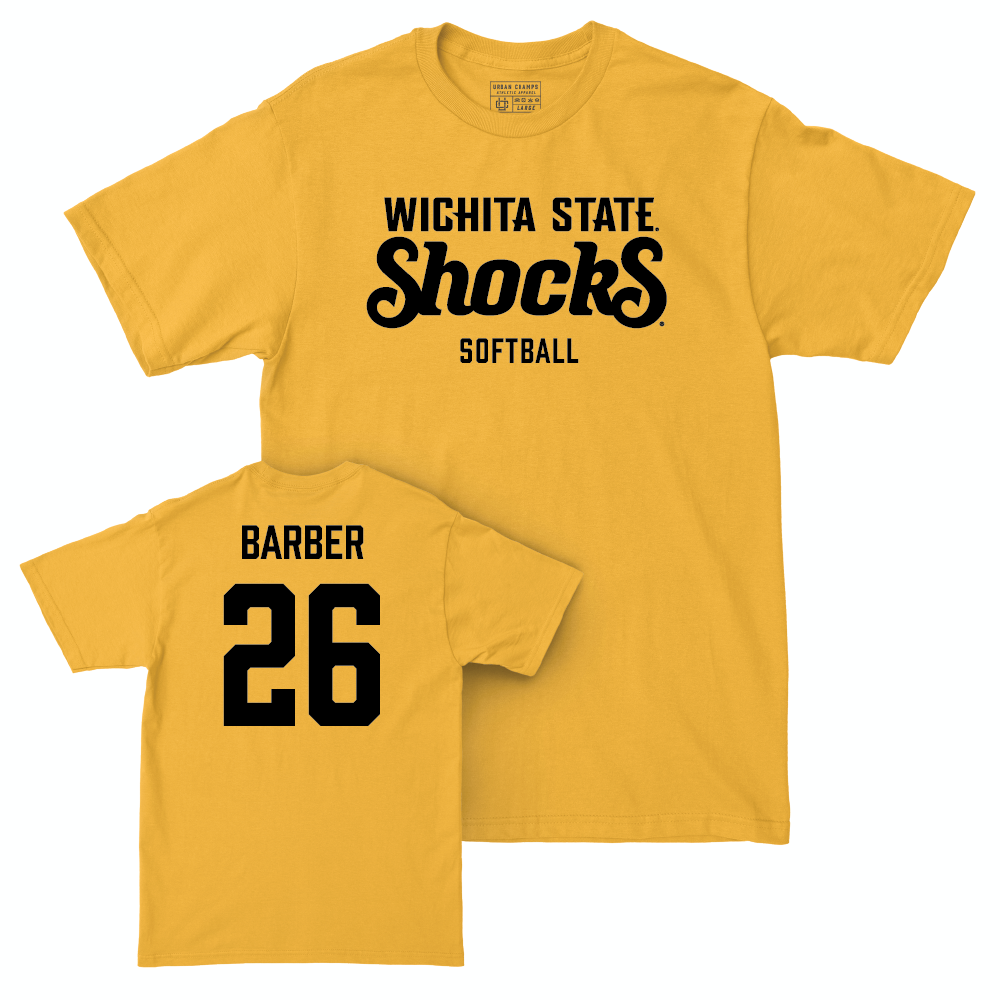 Wichita State Softball Gold Shocks Tee - Chloe Barber Small