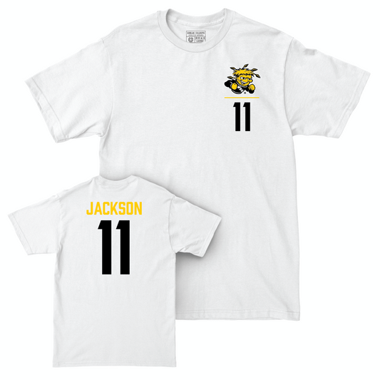 Wichita State Women's Basketball White Logo Comfort Colors Tee - Jordan Jackson Small
