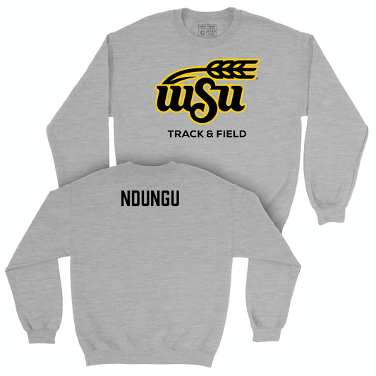 Wichita State Women's Track & Field Sport Grey Stacked Crew - Lucy Ndungu Small