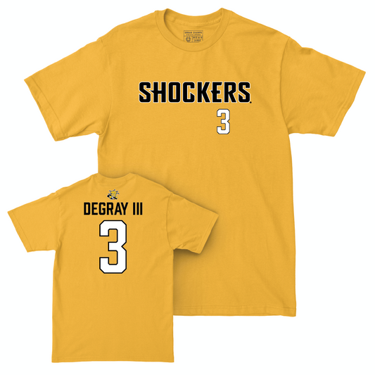 Wichita State Men's Basketball Gold Shockers Tee - Ronnie DeGray III Small