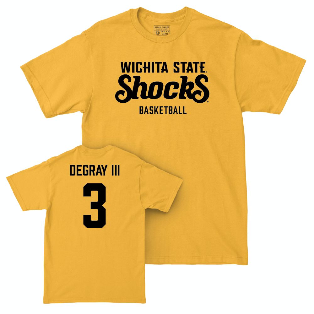 Wichita State Men's Basketball Gold Shocks Tee - Ronnie DeGray III Small