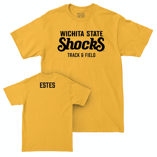 Wichita State Men's Track & Field Gold Shocks Tee - Ridge Estes Small