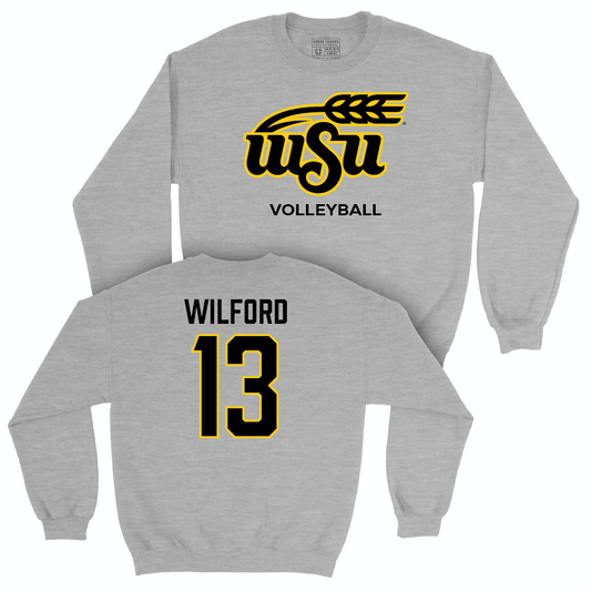 Wichita State Women's Volleyball Sport Grey Stacked Crew  - Emerson Wilford