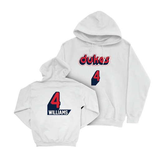 Duquesne Men's Basketball Throwback Shirsey White Hoodie - Tre Williams | #4