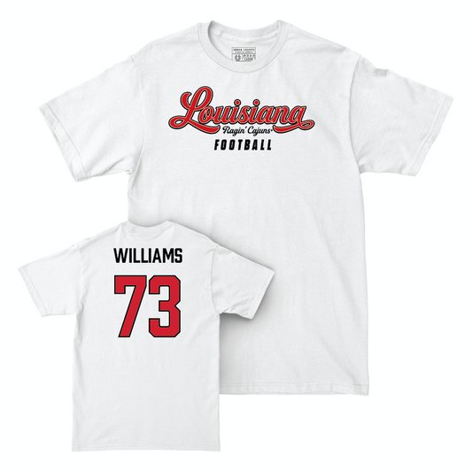 Louisiana Football White Script Comfort Colors Tee  - Devron Williams