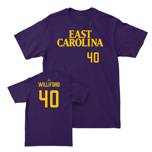 East Carolina Baseball Purple Sideline Tee  - Chandler Williford